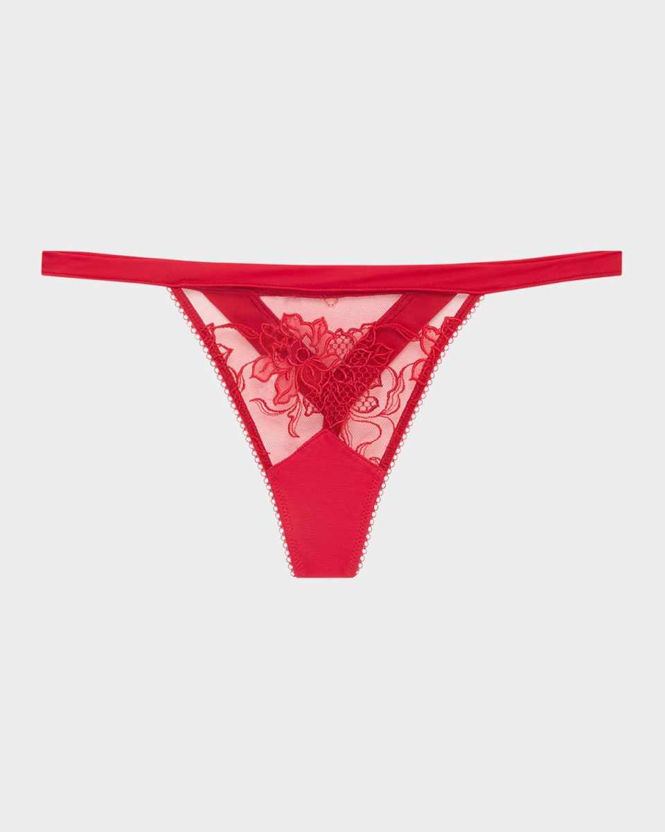 Adorable En Sexy Floral-Embroidered Tulle Thon